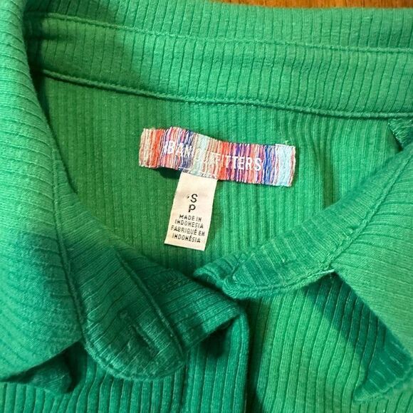 Urban Outfitters Womens Collared Racer Back button up Tank Top Kelly Green Sz S - Picture 3 of 6